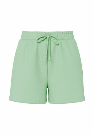 Shorts décontractés vert clair avec taille élastique et cordon à nouer à l'avant, sans logos ni motifs visibles.