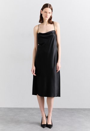 DRAPED SLIP DRESS - Juhlamekko - black