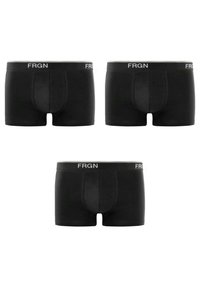 Boxers noirs à coupe ajustée, fabriqués en tissu lisse, avec une ceinture blanche à logo et des détails de coutures minimales.