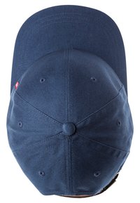 Marineblå caps med en strukturert form, med en buet visir og teksturert stoff. Inkluderer en liten logotag på siden.