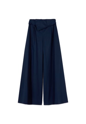Oltre, PANTALONI WIDE LEG CON BASCHINA IN VITA - Broek - blu