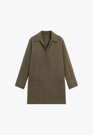 Massimo Dutti, SHORT SHIRT DRESS WITH POCKET DETAIL - Robe chemise - khaki