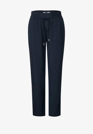 Marine joggingsbroek van een lichtgewicht stof met een elastische tailleband en verstelbaar trekkoord. Bevat taps toelopende pijpen en geen versieringen.