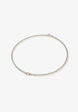 Zilveren ketting met een gedraaide touwontwerp en een eenvoudige kreeftsluitingen. Soepele textuur met een gepolijste afwerking.