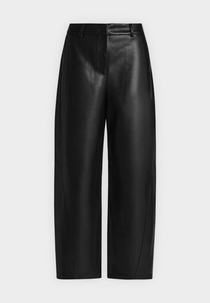 KARL LAGERFELD, FAUX LEATHER BARREL PANTS - Pantalon classique - black