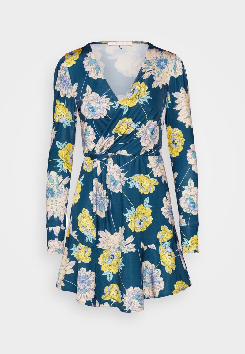 Robe Portefeuille Robe Jaune Fleurs Guess Robe De Jour Dark