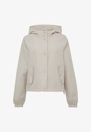 Šviesiai smėlinė striukė su gobtuvu, snapų uždarymas, dvi šoninės kišenės, elastinės rankovės ir tiesus hem. Pagaminta iš lygaus audinio.