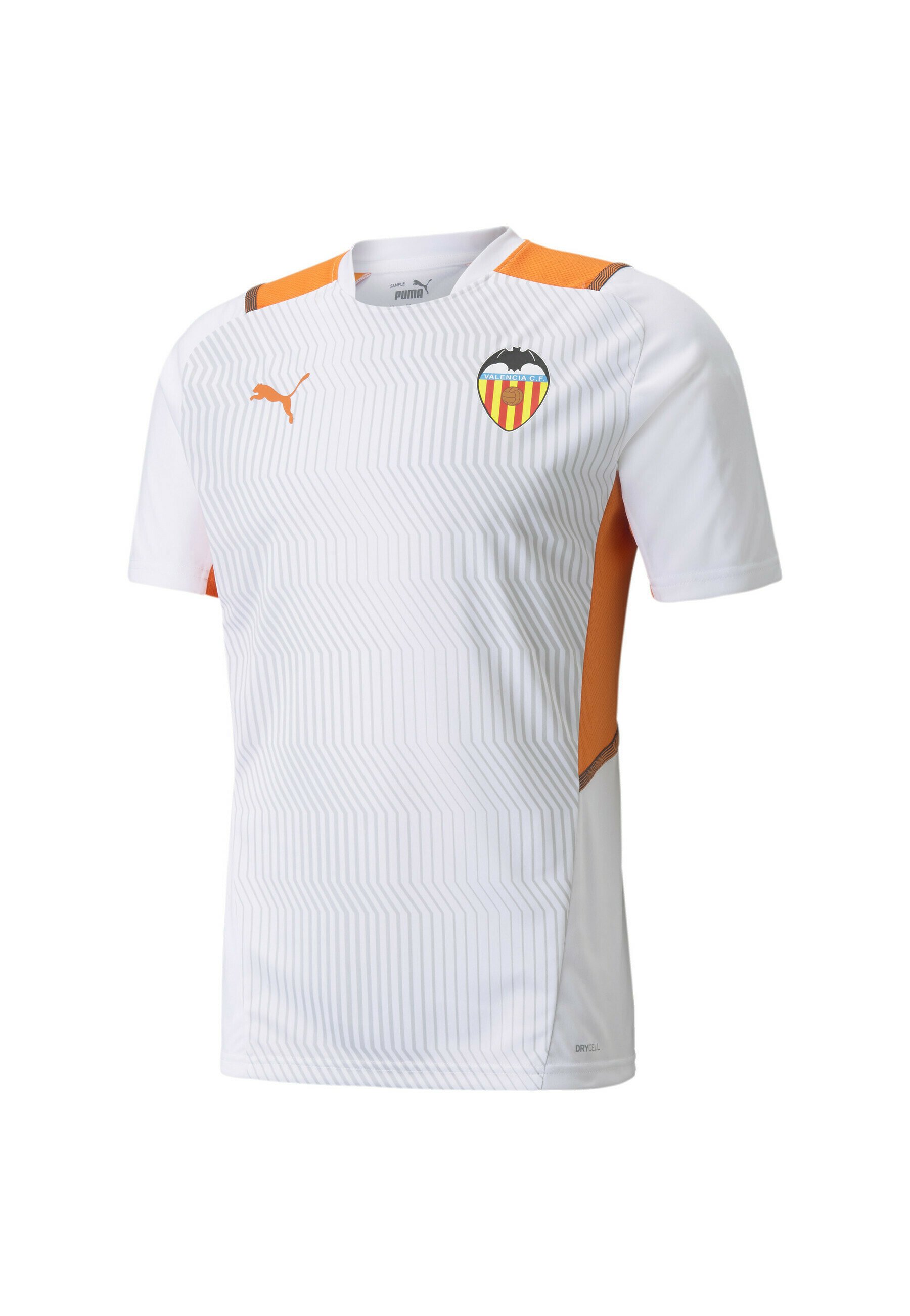 white and orange puma shirt