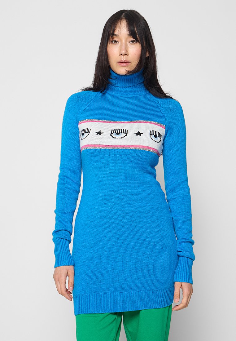 CHIARA FERRAGNI Gebreide jurk blauw CHIARA FERRAGNI Gebreide jurk blauw