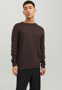 Jack & Jones JJEEMIL CREW NECK - Neule - seal brown