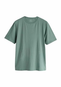 Grön bomull T-shirt med rund halsringning, korta ärmar och avslappnad passform. Mjuk textur utan synliga mönster eller detaljer.