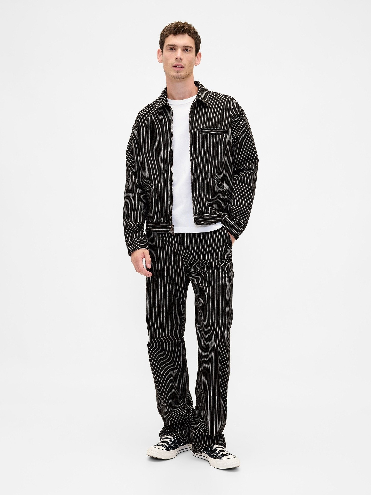 PARANOID PULP 別注 STRIPE ZIP JACKET GAP PINSTRIPE ZIP JACKET - Denim jacket - black - Zalando.ie