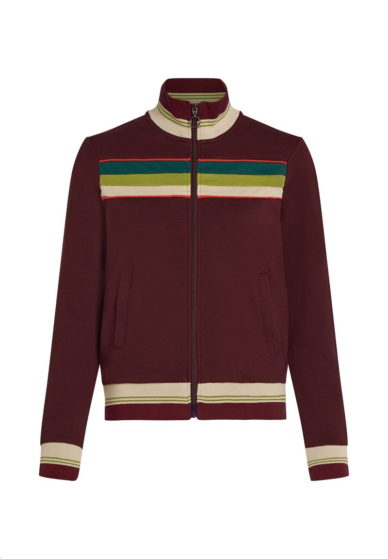 King Louie COLORBLOCK DAYTONA - Sweater met rits - porto red/rood ...