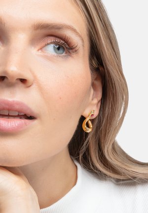 THOMAS SABO, OHRRINGE SCHLANGE GOLD - Boucles d'oreilles - weiß gelbgoldfarben  rot