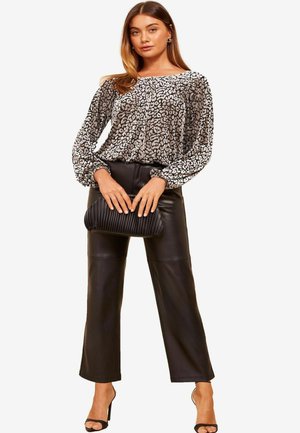 Friends Like These LONG SLEEVE VELVET ELASTICATED NECK - REGULAR FIT - Bluse - black silver animal