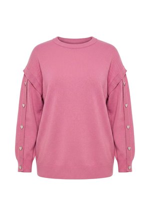 Studio Untold, PULLOVER, OVERSIZE SHAPE, LANGARM MIT HEART-KNÖPFEN - Striktrøje - dark rose