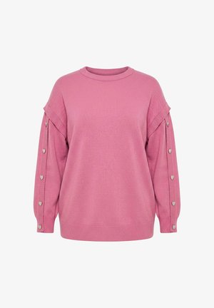 Studio Untold, PULLOVER, OVERSIZE SHAPE, LANGARM MIT HEART-KNÖPFEN - Trui - dark rose