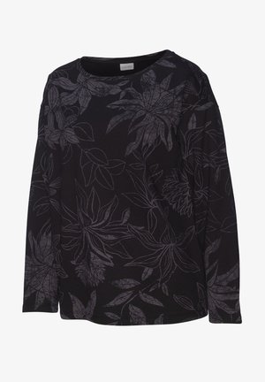 Pikade pikad varrukad must topp, millel on botaaniline muster hallide toonide mängu. Pehme materjal, paadikaelus ja mugav lõige.