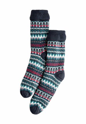 2 PACK - Strømper - blue red borg lined fairisle
