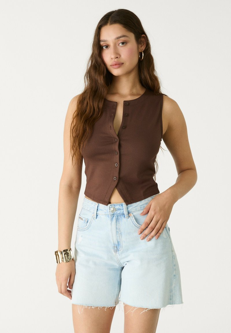 Stradivarius - Veste sans manches - brown, Agrandir