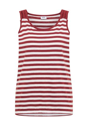Cecil, TOP MIT ROUNDED V-NECK UND STREIFEN - Top - russet red