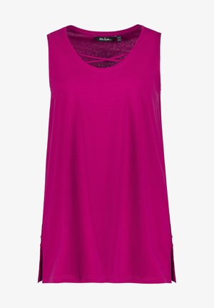 Ulla Popken, LONG ZIERBÄNDER RUNDHALS ÄRMELLOS - Top - magnolia red