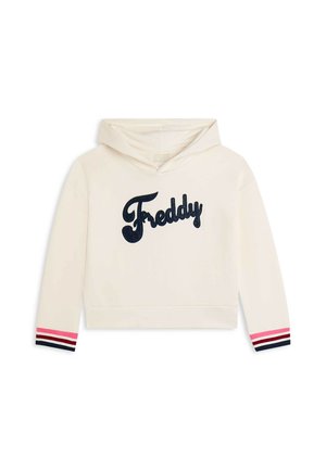 CON CAPPUCCIO E LOGO CON STRASS - Jersey con capucha - white