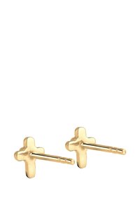 Boucles d'oreilles en forme de croix en or avec une finition polie et un fermoir à tige. Design simple en forme de croix, adapté à un port quotidien.