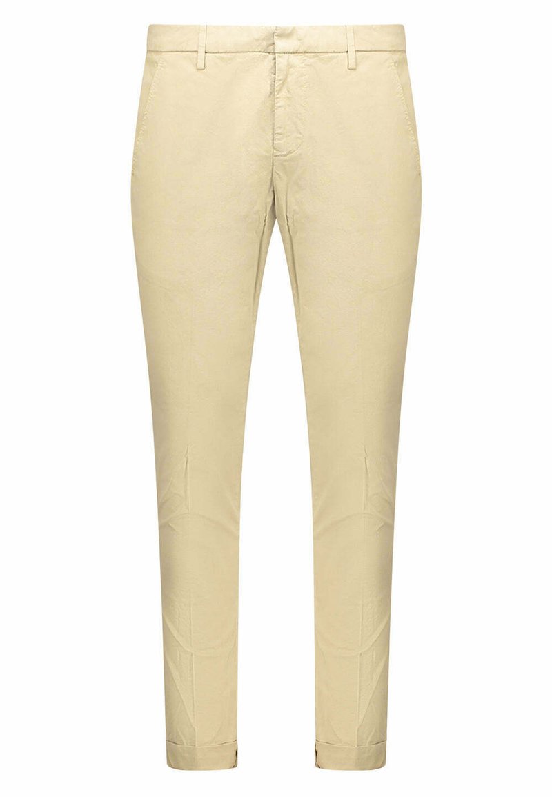 Chino beige chiaro realizzati in cotone. Design slim fit con fronte piatto, passanti per cintura e una texture liscia. Orli con risvolto per un look affusolato.