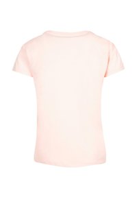 Kortærmet t-shirt med rund hals i blød, let stof i en lys rosa farve. Glat tekstur, ingen mønstre eller dekorationer.