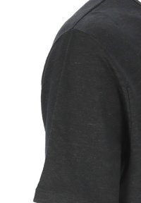 T-shirt nera a maniche corte con scollatura rotonda, realizzata in tessuto testurizzato, caratterizzata da un leggero motivo melangiato nel materiale.