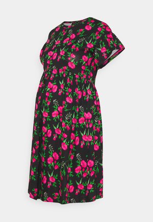 OLMMAY NEW LIFE  CUTLINE DRESS - Robe en jersey - black/hot pink