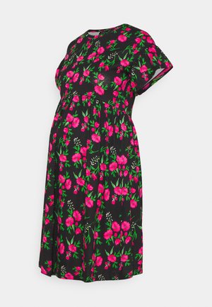 OLMMAY NEW LIFE  CUTLINE DRESS - Jerseykleid - black/hot pink