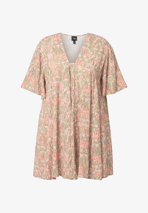 Ulla Popken PRINT SHORT SLEEVE - Tunikaer - pale reed