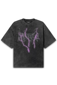 FAVELA LIGHTNING OUTLINE UNISEX - T-shirt print - black washed