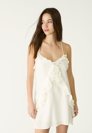 SHORT STRAPPY WITH RUFFLES - Robe de jour - white