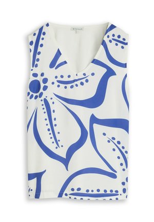 TOM TAILOR, TOP MIT BLUMENMUSTER - Pluus - whisper white