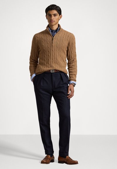 Polo Ralph Lauren CABLE-KNIT CASHMERE QUARTER-ZIP JUMPER - Džemperis - brown sugar melange