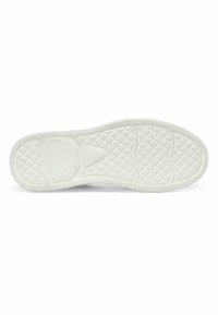 White rubber shoe sole with a textured diamond pattern for traction, featuring a smooth central area and raised rounded edges.
