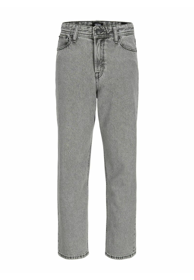 Hallhalli denim teksad otse lõikega, kõrge vöökoht, viis taskut ja kontrastõmblused. Omab nööpkinnitust ja vöökumme.