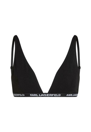 Soutien-gorge triangle noir avec bretelles ajustables et bande élastique sous la poitrine à la marque "Karl Lagerfeld".