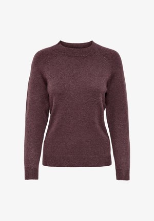Bordeauxrode trui gemaakt van zachte gebreide stof, met een ronde hals, lange mouwen en geribbelde manchetten en zoom voor een gestructureerde pasvorm.