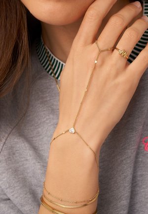My Jewellery, DOUBLE HAND NECKLACE WITH HEART AND RHINESTONE - Armband - gold-coloured