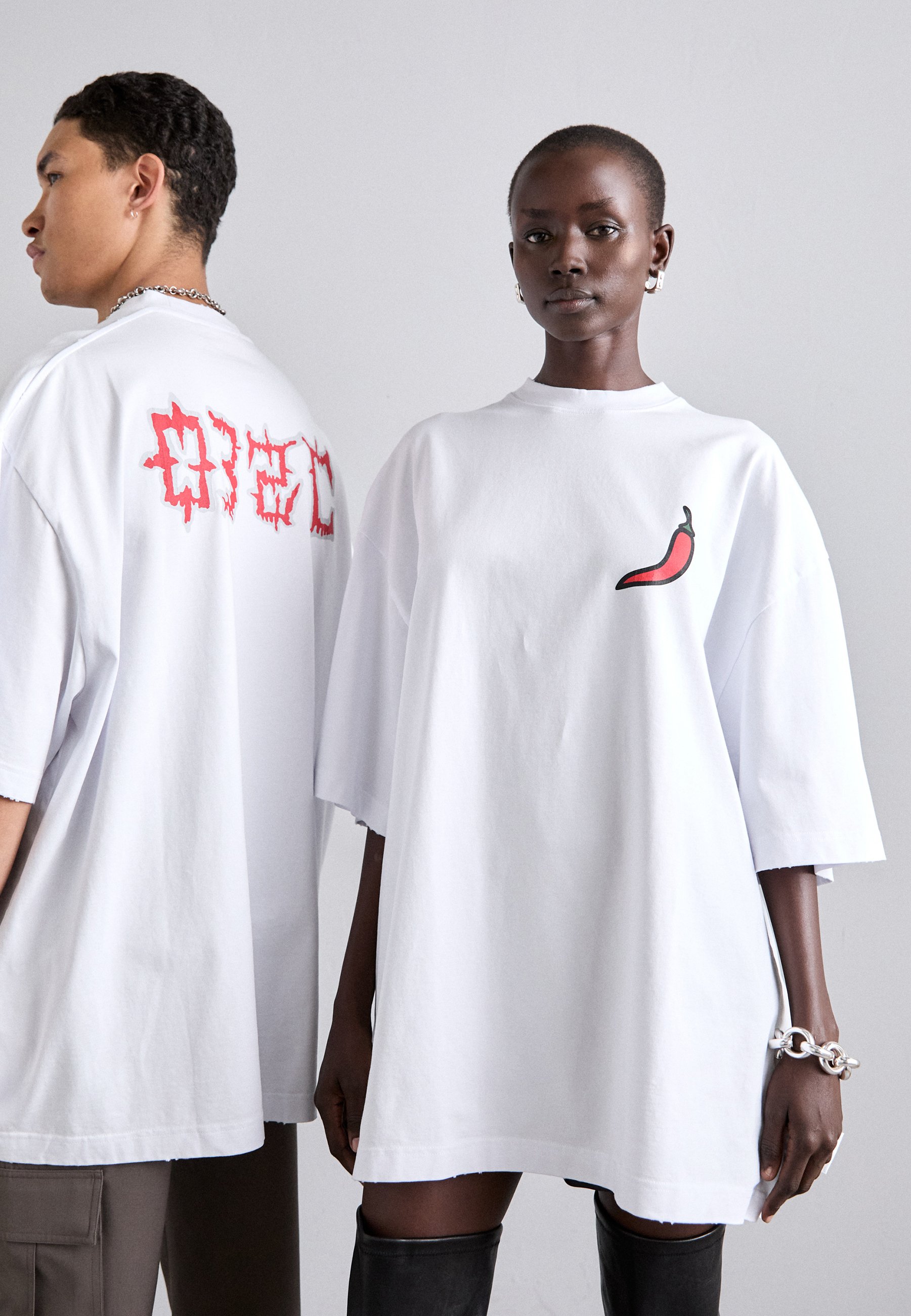 032c ON FIRE UNISEX - T-Shirt print - white/weiß - Zalando