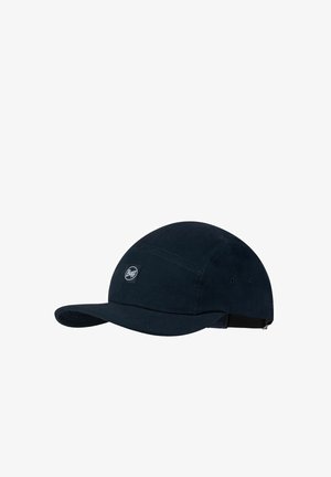 Dunkel marineblaue verstellbare Mütze mit gebogenem Schirm und kleinem "Buff"-Logo auf dem Frontpanel.