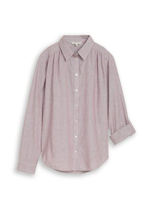 TOM TAILOR, TOM TAILOR BLUSEN & SHIRTS HEMDBLUSE MIT TURN-UP-FUNKTION - Camicia - preppy plum dobby
