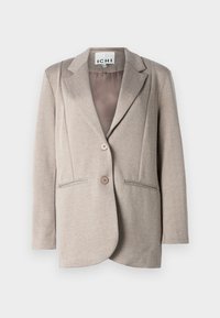 Heled hall herringbone bleiser pehmea tekstuuriga, sakiliste krae, kahe nööbi ja küljetaskutega. Vooderdis ühetoonis.