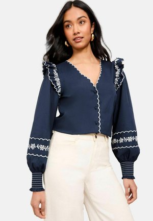 Friends Like These REGULAR FIT EMBROIDERED SCALLOP TRIM - Blouse - navy