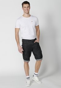 Koroshi BERMUDA COWBOY - Shorts di jeans - denim black denim
