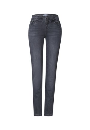 Street One, MID WAIST SLIM LEG JEANS MIT DEKODETAIL - Jean slim - steel grey wash